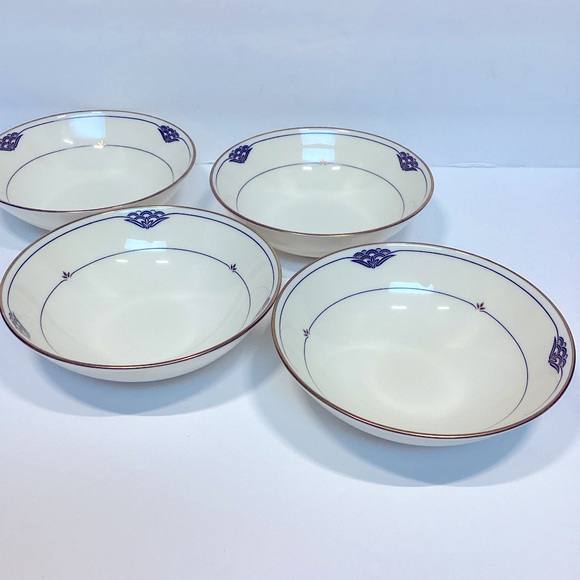 Vtg 4 GORHAM CHINA Florentine Lapis Fruit Dessert Small Bowl 4.25” x 1.5” HTF - Picture 4 of 9